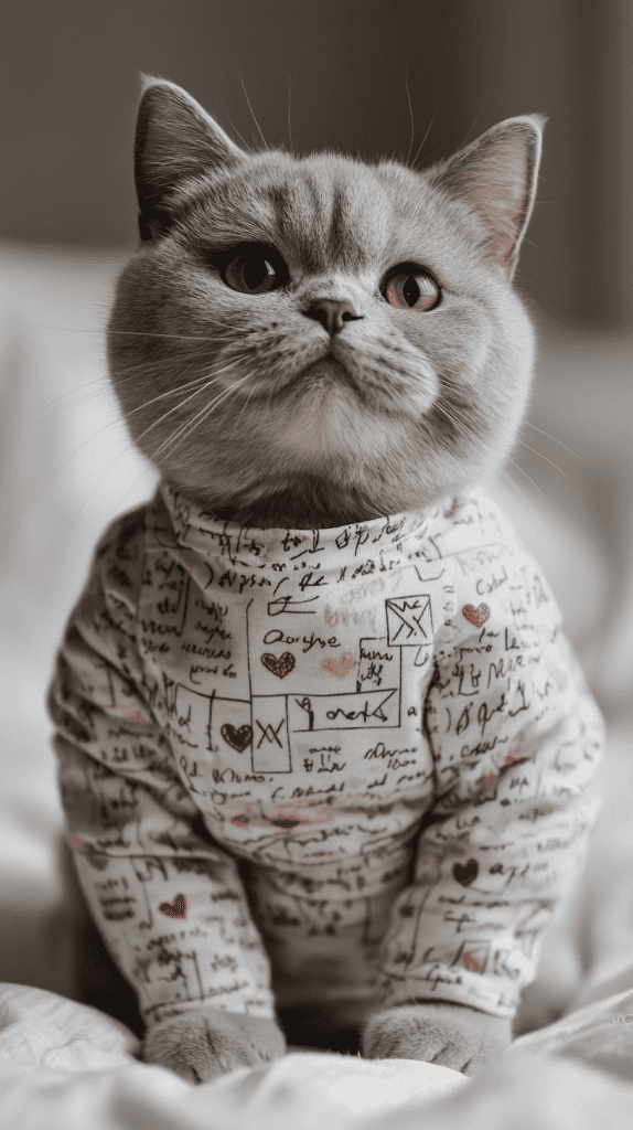 Cats channel the charm of handwritten affection in outfits featuring letter prints, tiny satchels, and romantic stamp details. With soft tones and playful accents, they’re dressed to deliver love in every step.