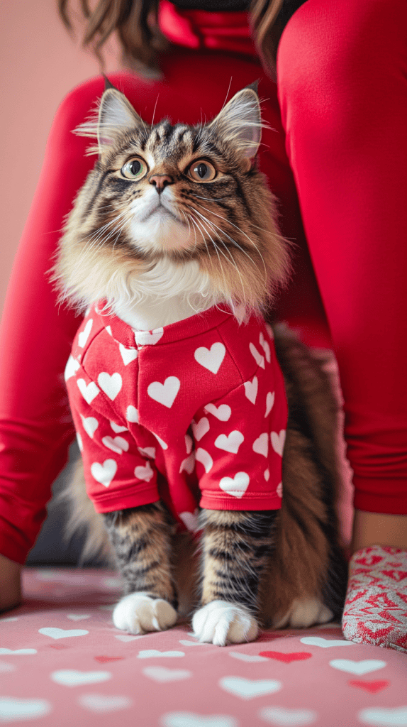 Cats dressed in matching Valentine outfits with their humans bring playful harmony to the season. With shared colors, prints, and cozy styles, these pairs turn every moment into a perfect photo-op.