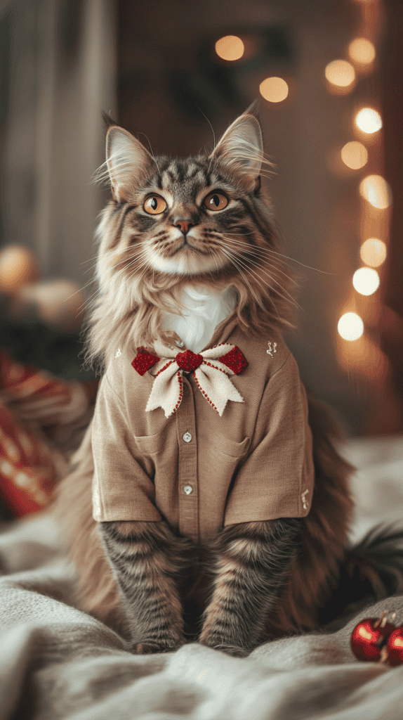Cats dressed in rich chocolate tones with heart prints and ribbon details bring a sweet and stylish twist to Valentine’s Day. These cozy looks mix comfort with festive charm, perfect for casual parties or everyday flair