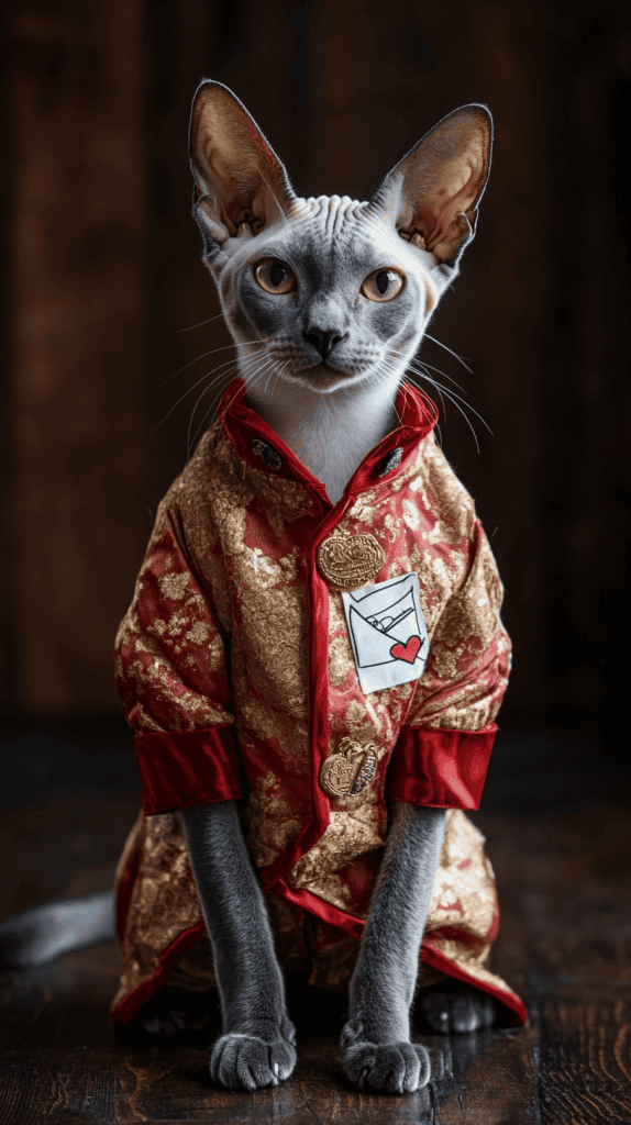 Cats channel the charm of handwritten affection in outfits featuring letter prints, tiny satchels, and romantic stamp details. With soft tones and playful accents, they’re dressed to deliver love in every step.