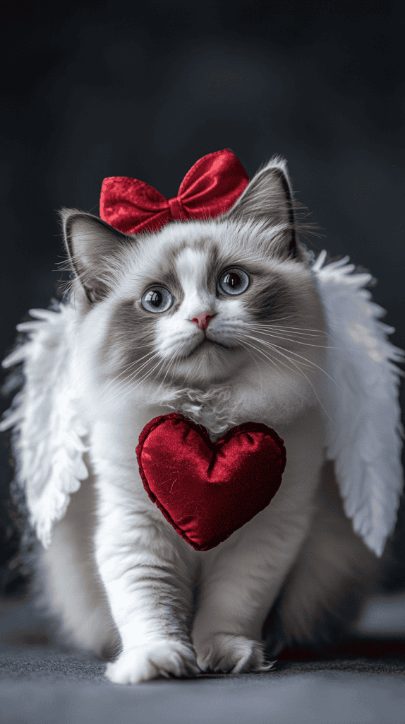Whimsical and full of charm, these Cupid-inspired looks bring feathers, arrows, and playful gold accents to life — making every cat a little love-messenger in motion.