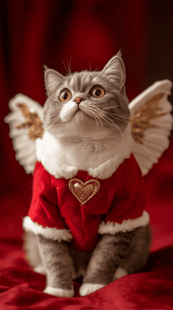 Whimsical and full of charm, these Cupid-inspired looks bring feathers, arrows, and playful gold accents to life — making every cat a little love-messenger in motion.