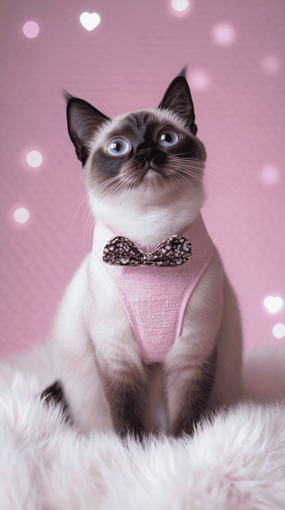 Cats dressed in cozy red and pink Valentine outfits, radiating charm and festive warmth. Soft textures and sweet details make them effortlessly photogenic.