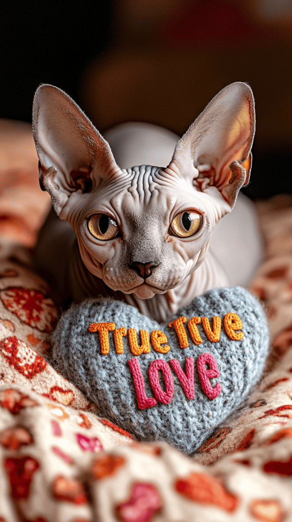 Cats styled in candy heart-themed looks bring pastel colors and sweet sayings to life. Bright, cheerful, and playful — these outfits are pure Valentine joy.